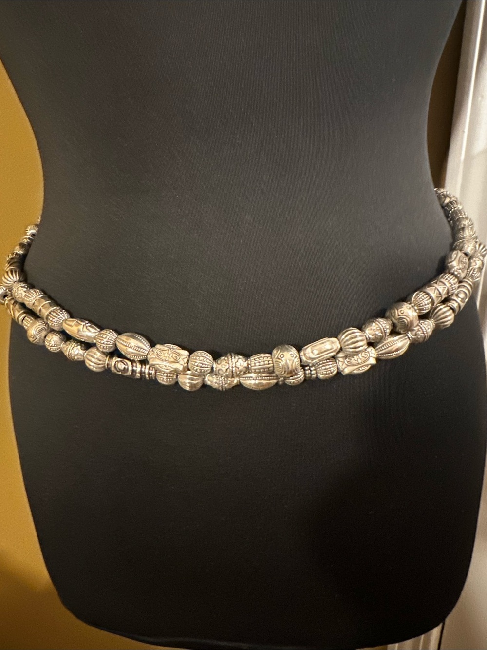 Silver-Tone Vintage Beaded Waist Chain - Double Strand
